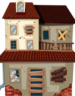 Old house with red roof illustration